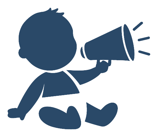 Baby Says Books baby with megaphone icon